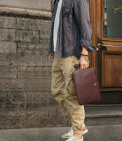 Sacs bandoulière en cuir véritable Crazy Horse, légers, pour ordinateur portable 14 pouces, protection tablette, sac à bandoulière, design convertible