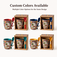 Mug à café en céramique souvenir touristique du Maroc avec cuillère assortie, style vintage chameau, pour tasses en céramique, personnalisable OEM ODM, vente en gros