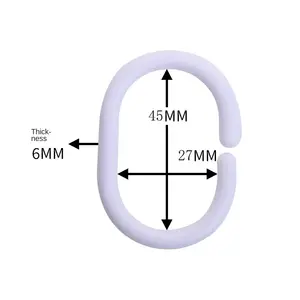 轻质O形塑料窗帘杆轨道单扣闭合淋浴/床窗帘钩环扣PP配件