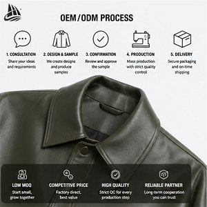 Veste en cuir coupe-vent de <span class=keywords><strong>surchemise</strong></span> à col de chemise personnalisée avec poches plaquées pour hommes - Product Image 5