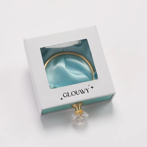 Boîte à bijoux en papier avec tiroirs coulissants et logo personnalisé - Intérieur en satin, fabrication artisanale, rangement pour bague, collier - Product Image 3