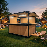 1. Kiosque à café pliable en bois personnalisé, pour le camping en plein air, stand mobile préfabriqué pour la nourriture et les boissons