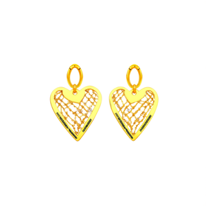Boucles d'oreilles pendantes tendance en forme de cœur en acier inoxydable 316L plaqué or PVD, durables et résistantes - Product Image 2