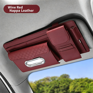 Organizador Universal para Visera <span class=keywords><strong>de</strong></span> Coche, Bolsa <span class=keywords><strong>de</strong></span> Almacenamiento <span class=keywords><strong>de</strong></span> Cuero PU con Porta Gafas, Ranuras para Tarjetas y Bolsillo para Bolígrafo, para el Interior del Coche - Product Image 5
