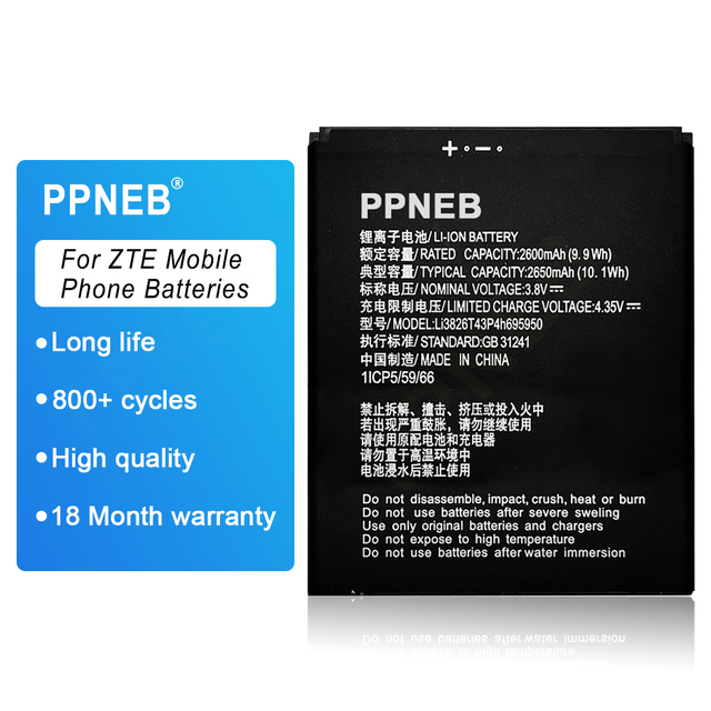 OEM High Quality Phone Battery for ZTE L210 Original Batteries Li3826T43P4h695950 2600mAh 4.35V