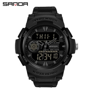 SANDA 6002 นาฬิกาข้อมือมัลติฟังก์ชั่นแบบดูอัลใหม่ นาฬิกาสำหรับผู้ชายผู้หญิงพร้อมฟังก์ชั่นปลุก วันในสัปดาห์ วันที่ และเรืองแสง - Product Image 4