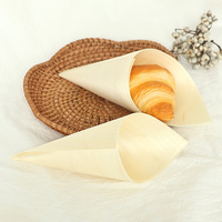 Biodegradable Wooden Gift Cone Disposable Wood Serving Cone for Chocolate Nut Candy Wedding Favor Pack