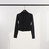 [En stock] Veste courte à capuche en nylon doublée de paillettes pour femmes, respirante, coupe ajustée, pour le yoga, la remise en forme et les sports