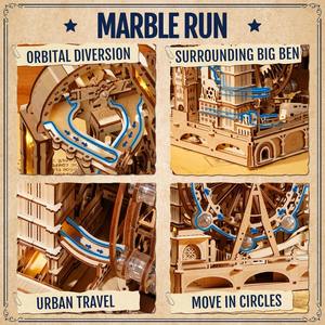 Puzzle 3D <span class=keywords><strong>en</strong></span> bois, circuit de billes, modèle du Big Ben de <span class=keywords><strong>Londres</strong></span> avec éclairage LED, mécanisme à engrenages, jouet d'assemblage DIY pour adultes et enfants, cadeau - Product Image 4