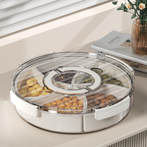 Boîte alimentaire ronde portable avec couvercle transparent et 5 compartiments, en plastique de qualité alimentaire, pour la cuisine - Vente en gros - Product Image 1