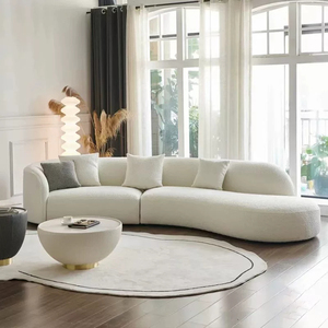 Canapé sectionnel moderne blanc incurvé en tissu, <span class=keywords><strong>2</strong></span> places, rembourré, pour bureau et appartement, vente en gros - Product Image 2