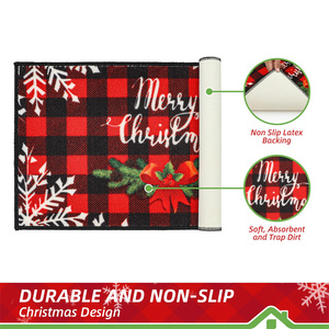 Alfombrilla de entrada lavable de perfil bajo antideslizante a cuadros de búfalo rojo, alfombrilla de puerta de <span class=keywords><strong>Navidad</strong></span> para puerta delantera y trasera interior - Product Image 3