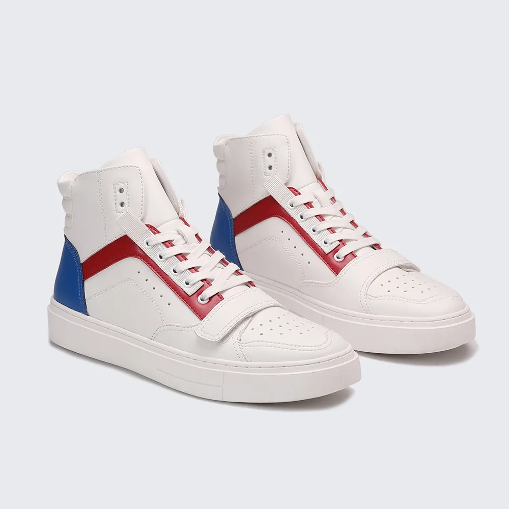High Quality Pu Leather White High Top Sports Shoes For Men Branded