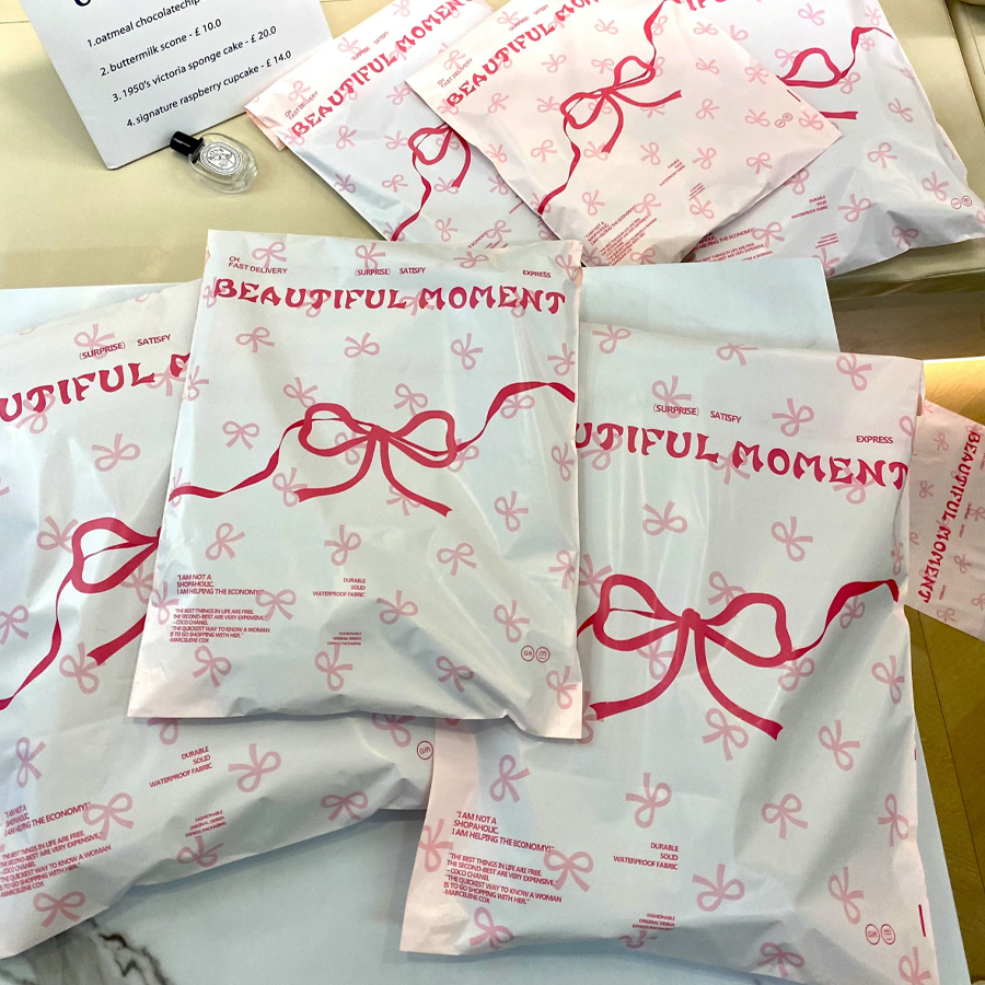 Модные почтовые пакеты, биоразлагаемые полиэтиленовые почтовые пакеты, курьерская упаковка, почтовый пакет с бантом