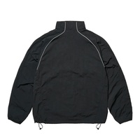 Veste coupe-vent pour homme, col montant personnalisé, fermeture éclair, noire, rétro, style survêtement, ourlet ajustable, piping réfléchissant, légère