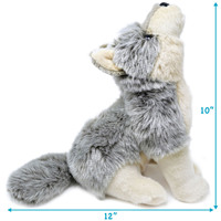 Peluche loup gris réaliste assis, personnalisable, fabrication OEM/ODM CE CPC, jouets en peluche doux