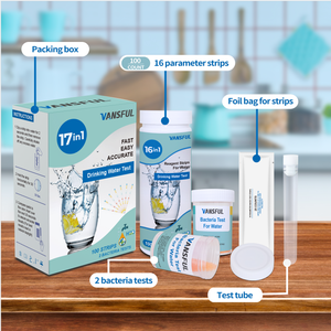 <span class=keywords><strong>Kit</strong></span> de test d'eau potable 17 en 1-100 bandelettes + 2 tests de bactéries-Test de qualité de l'eau à domicile-Puits et eau du robinet - Product Image 6