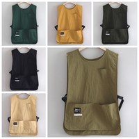 Tabliers d'uniformes unisexe en coton Gilet de serveur avec logo de broderie personnalisé Tablier à sangle de taille 3 poches