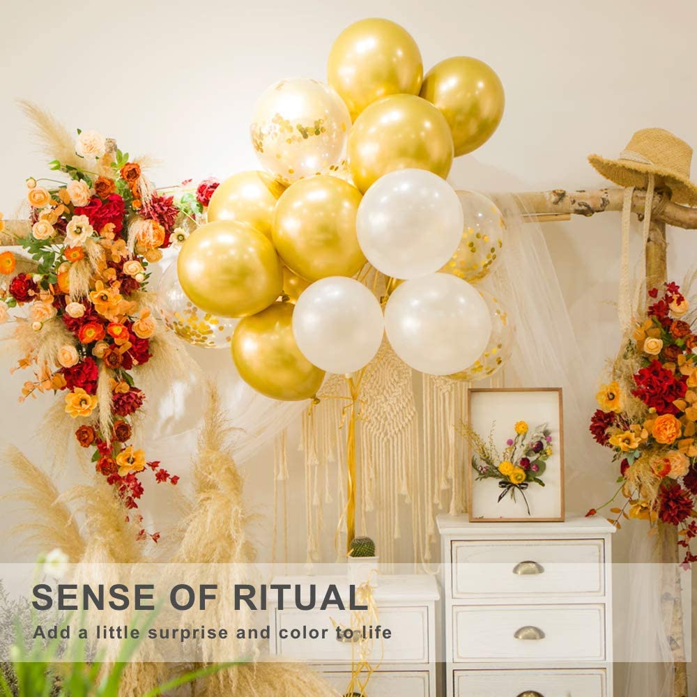 60-Piece Gold Balloons Pack - Metallic Party Balloons For Decorations