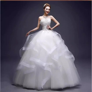 Strapless Ball Gown Evening Dress Empire Waist Ruffles Floor Length Wedding Dress For Women Plus Size - Product Image 4
