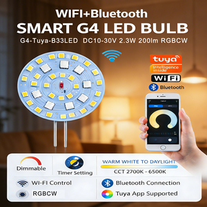 G4 LED Bulb Dimmable Smart RGB+CW Color Changing Tuya Bluetooth APP Control DC10-30V Bi-pin 2.3W 200LM for <b>Crystal</b> <b>Chandelier</b> - Product Image 1