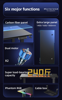 Bureau de jeu PC en métal noir de qualité supérieure, réglable en hauteur, à double moteur, avec éclairage d'ambiance, pour la maison (vente en gros)