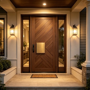 Modern Luxury Solid Wood Pivot Entrance Door, <b>Smart</b> <b>Lock</b> Security Exterior Front Door for Villa & Residential Home - Product Image 4