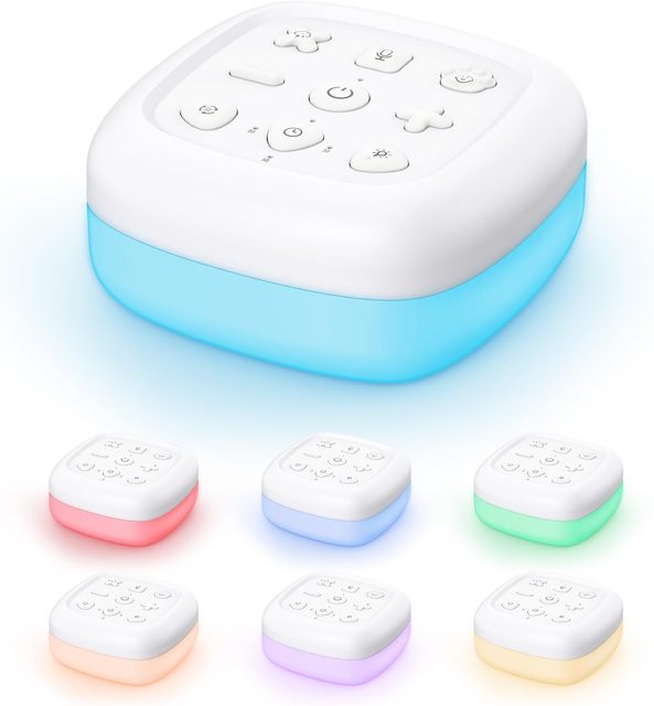 Portable White Noise Machine with 7 Night Light 30 Sounds Baby Sleep Machine for Baby Adults Kids with Record Function