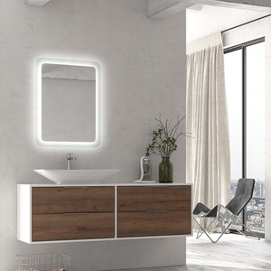 Miroir de salle de bain LED de luxe Kamalu A100 100x60 cm Style moderne Verre Forme personnalisée Cadre éclairé Utilisation murale Interrupteur tactile - Product Image 4