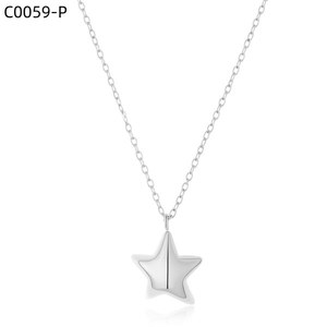 Collar con Colgante de Estrella Amy Amy, Chapado en Plata, Cadena de Acero Inoxidable, Joyería Minimalista para Mujer, Regalo para Uso Diario - Product Image 1