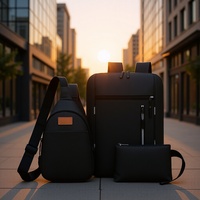 Ensemble de sacs à dos de voyage d'affaires 3-en-1 pour hommes avec port de chargement USB et tissu Oxford imperméable, sacoche pour ordinateur portable grande capacité pour le travail