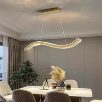 Lustre rectangulaire en cristal K9 de style restaurant français de luxe, barre lumineuse moderne, longue vague minimaliste, lampe suspendue en cristal