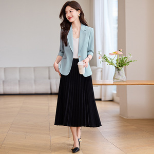Women's White Blazer Solid Color Polyester Breathable Spring Summer 2025 Professional Formal Wear With Dress - Product Image 2