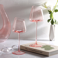 Verre à champagne rose moderne et élégant, gobelet flamant rose à bord incliné, ensemble de verres à vin rouge, logo personnalisé pour mariage