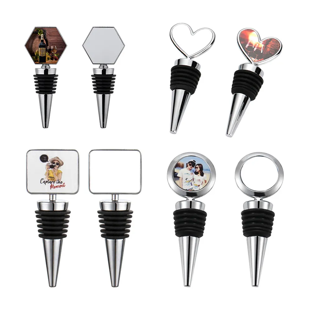 Custom DIY Sublimation Wedding Gifts Blank Wine Bottle Stoppers Reusable Sealing Zinc Alloy Blank Wine Stoppers Wine Accessories