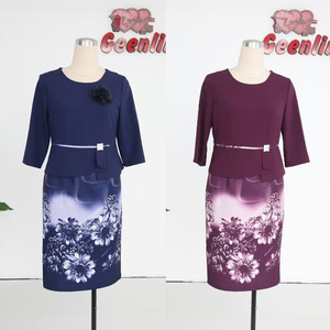 Vestidos Elegantes Florales de Poliéster Tejido Suave y Cómodo al por Mayor, Vestidos de Talla Grande para Mujer, Vestido Informal de Una Sola Pieza - Product Image 1