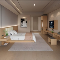 Minimalistisches Leichtes Holz-Doppelbett Hotel-Schlafzimmermöbel Komplettset für Sterne-Hotels, Service-Apartments und Ferienwohnungen