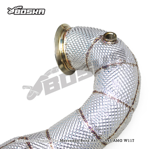Tuyau de descente droit à montage direct en stock pour Mercedes-Benz A45/CLA45 AMG 2.0T W117 2014-2023 avec bouclier thermique Boska SUS304 Test Pipe - Product Image 3