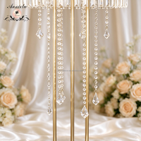 Support de présentation de boule de fleurs géante en métal doré ANNIELU avec perles acryliques pour décorations de mariage et événements