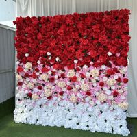 Mur de fleurs artificielles personnalisé, mur de fleurs rouge dégradé, décoration de mariage