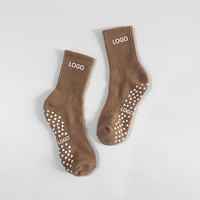 Chaussettes de yoga Pilates pour femmes, professionnelles, antidérapantes, mi-hautes, pour le sport et le fitness en intérieur