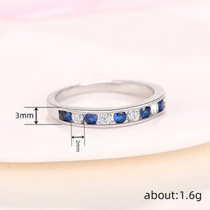 Anello Eternity da Donna T0586 con Zaffiro Naturale Rotondo, Montatura a Canale, Anelli di Fidanzamento alla Moda - Product Image 4