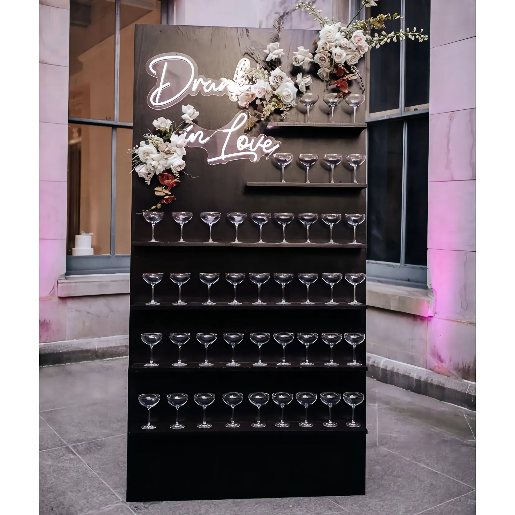 Wedding Party Decorations Black Champagne Wall Backdrop Display Stand