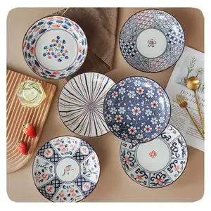 New Japanese style color porcelain plat hand-painted ceramic resigned household salad plate restaurant retro Plate