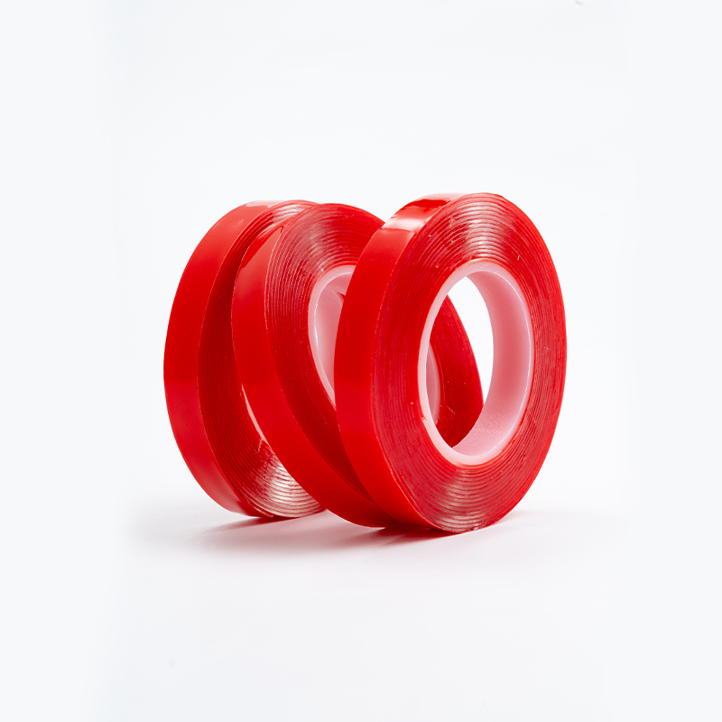 Strong Acrylic Double Sided Tape Red Liner Clear Polyester Film Adhesive Paper & Film For Masking Purposes