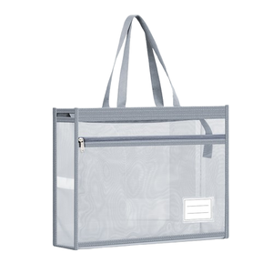 Factory Wholesale Oversized A3 Art Transparent <b>File</b> Zippered Hand-Held Large Capacity Tutorial Mesh Storage Bag - Product Image 3