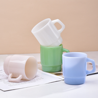 Tasse en verre de jade de lait créatif Tasse à eau colorée en verre de ménage de haute qualité avec poignée Tasse à jus de café rétro simple