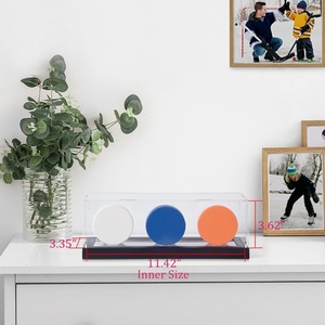 UV Protected Customized Clear Acrylic 3 Puck Baseball <b>Display</b> <b>Case</b> LED Light Customized Size Logo Black Base Just <b>Case</b> JIC-A18 - Product Image 2