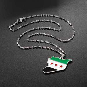 Venta al por mayor de fábrica: Collar con bandera de Siria, llavero de metal esmaltado con mapa de Siria, colgante de metal, colgante conmemorativo, artesanía personalizada. - Product Image 5