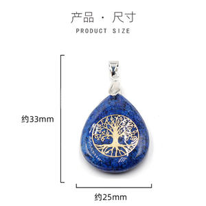 Women Christmas Gift Crystal Pendant Necklace Energy Healing Natural Stone Life Tree Teardrop <b>Chakra</b> Pendant Necklace - Product Image 3